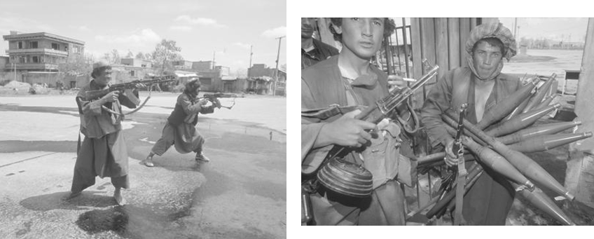 Milhares de mudjahedin fortemente armados, agora senhores da cidade, festejam assim a tomada da capital afegã, ao cabo de catorze anos de guerra contra o regime comunista apoiado por Moscovo