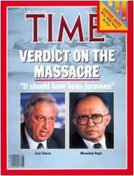 Em 1983, o ministro israelita levou aos tribunais a revista Time, devido a uma capa que indicava que Sharon tinha encorajado os massacres.