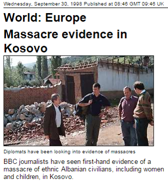 O massacre de Gornje Obrinje foi um dos pontos críticos do conflito que gerou atenção mediática. A 12 de outubro, a NATO interveio, lançando um ultimato a Belgrado para que as tropas sérvias se retirassem do Kosovo.