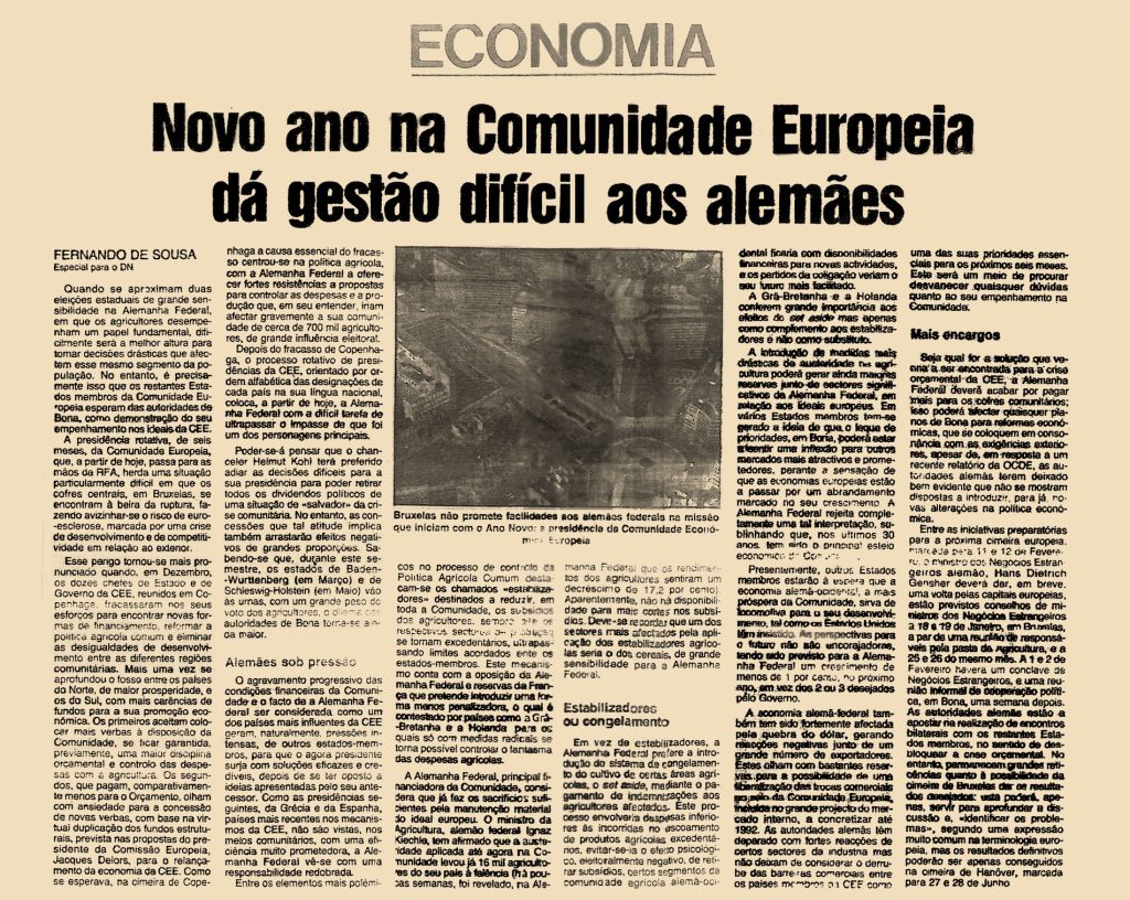 Novo ano na Comunidade Europeia dá gestão difícil aos alemães