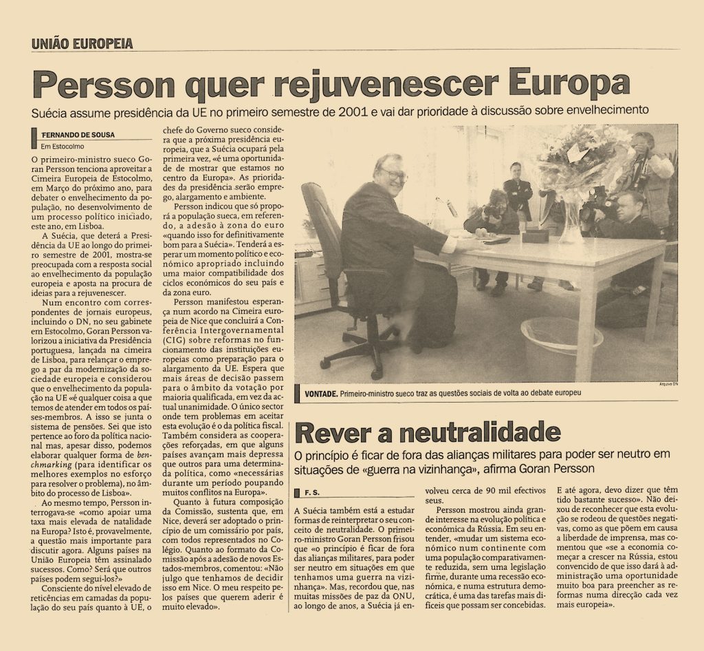 Persson quer rejuvenescer Europa