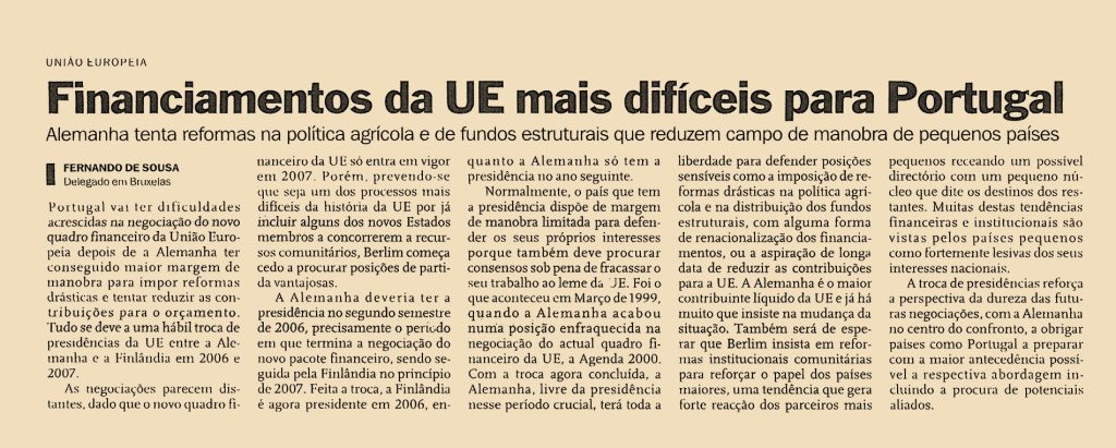 Financiamentos da UE mais difíceis para Portugal 