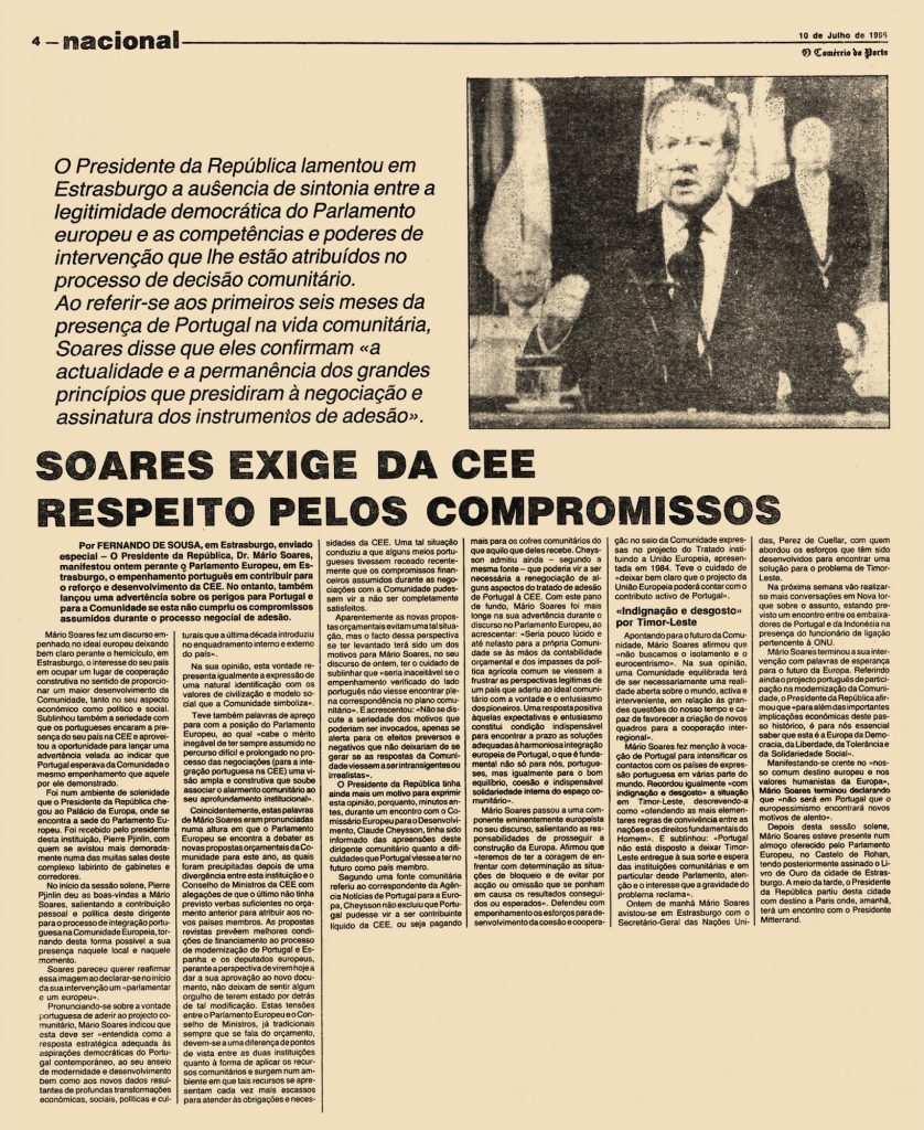 Soares exige da CEE respeito pelos compromissos