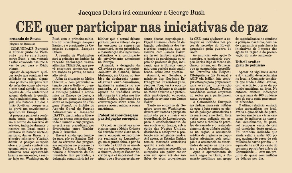 CEE quer participar nas iniciativas de paz