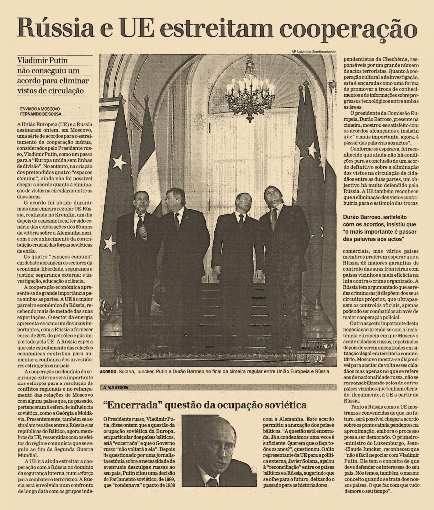 Rússia e UE estreitam cooperação 