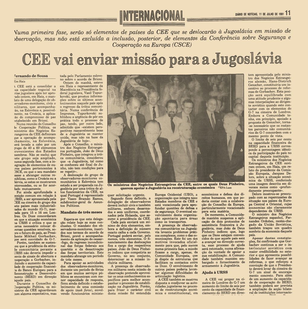 CEE vai enviar missão para a Jugoslávia