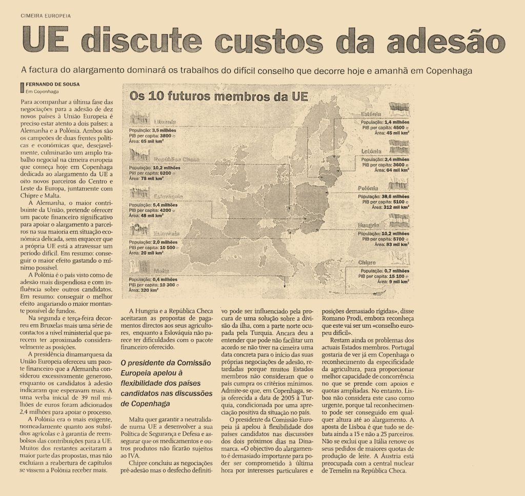 UE discute custos de adesão