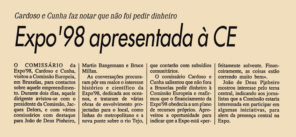 Expo’98 apresentada à CE