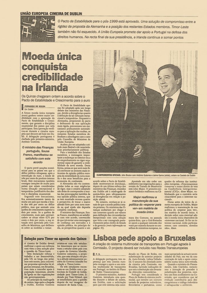 Moeda única conquista credibilidade na Irlanda