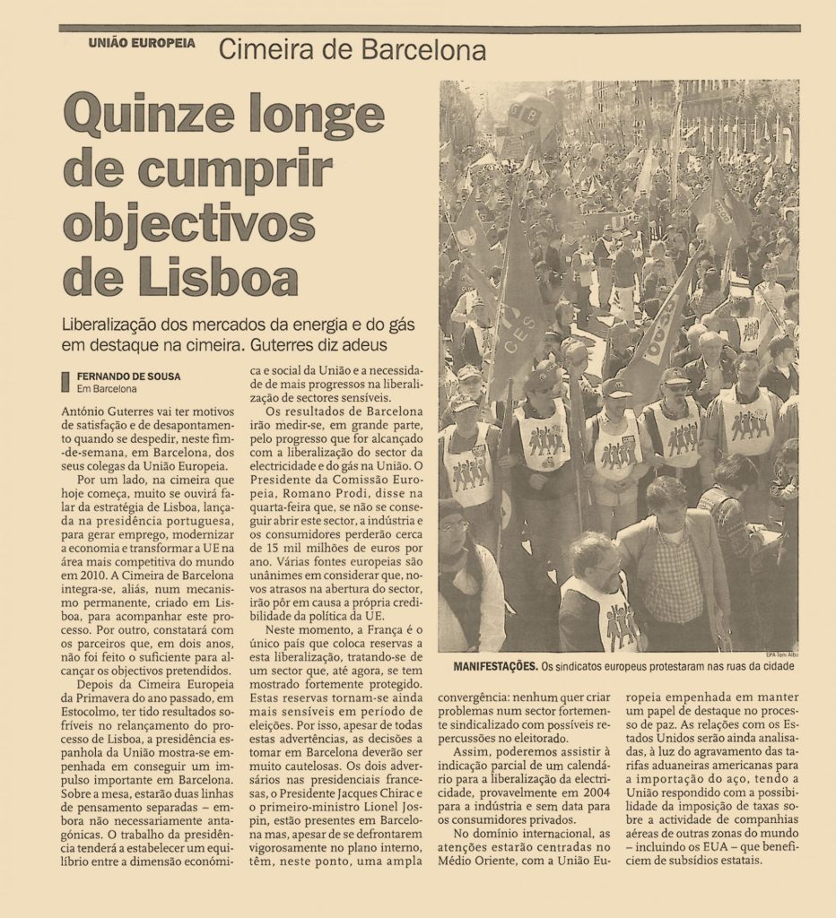 Quinze longe de cumprir objectivos de Lisboa