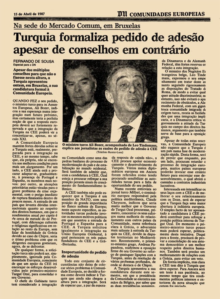 Turquia formaliza pedido de adesão apesar de conselhos em contrário