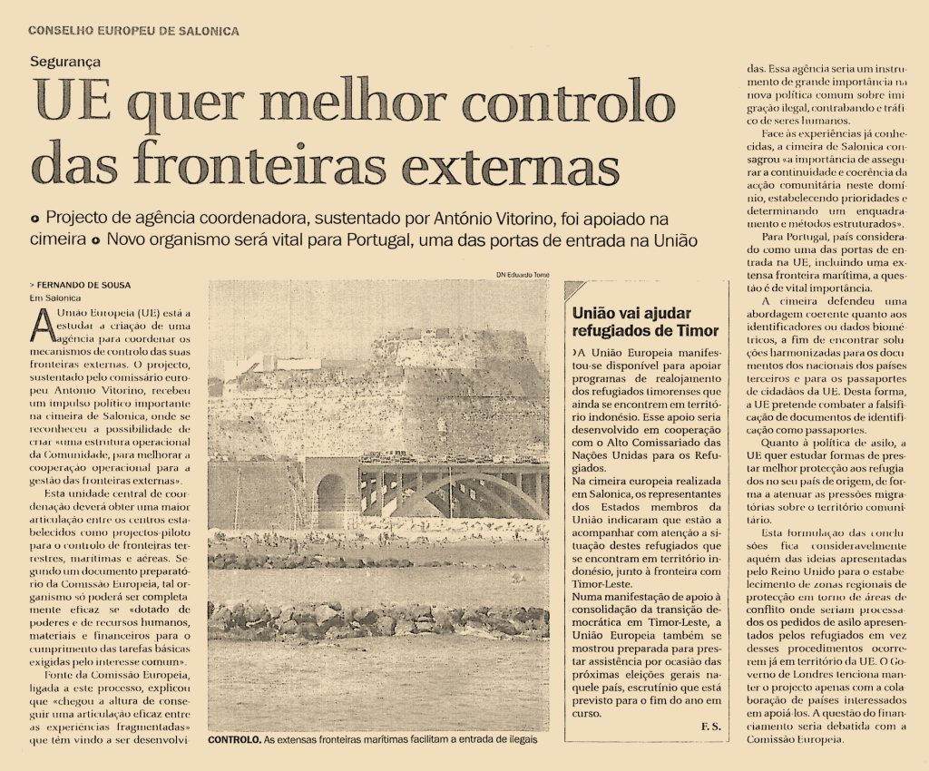 UE quer melhor controlo das fronteiras externas