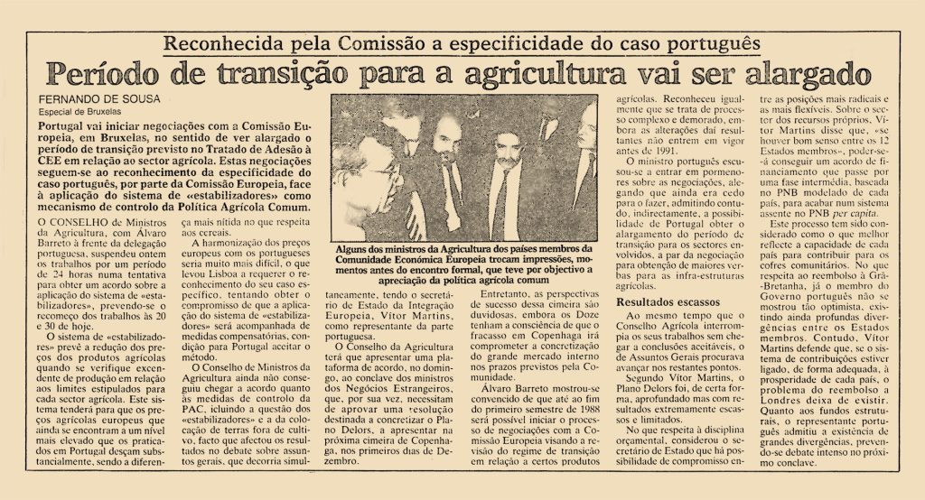 Período de transição para a agricultura vai ser alargado 