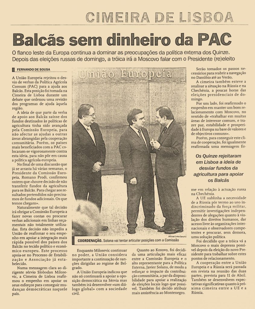 Balcãs sem dinheiro da PAC