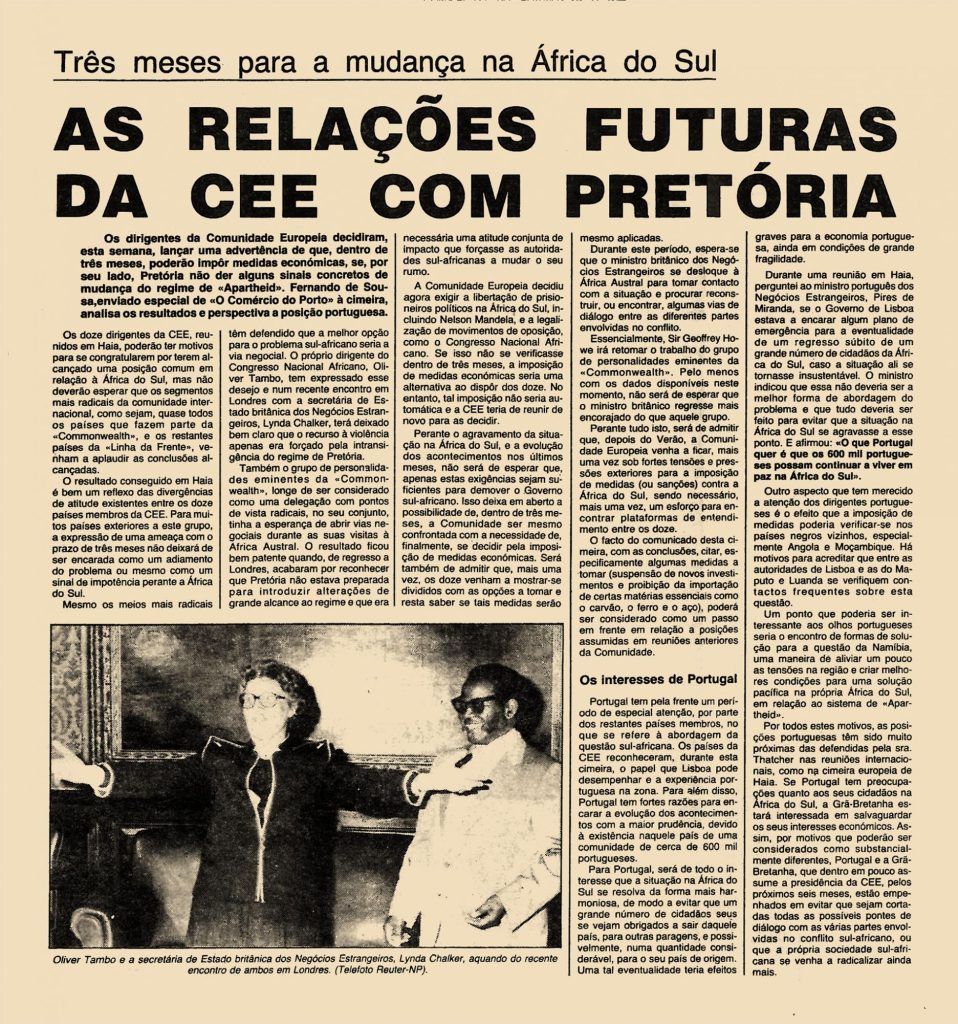 As relações futuras da CEE com Pretória