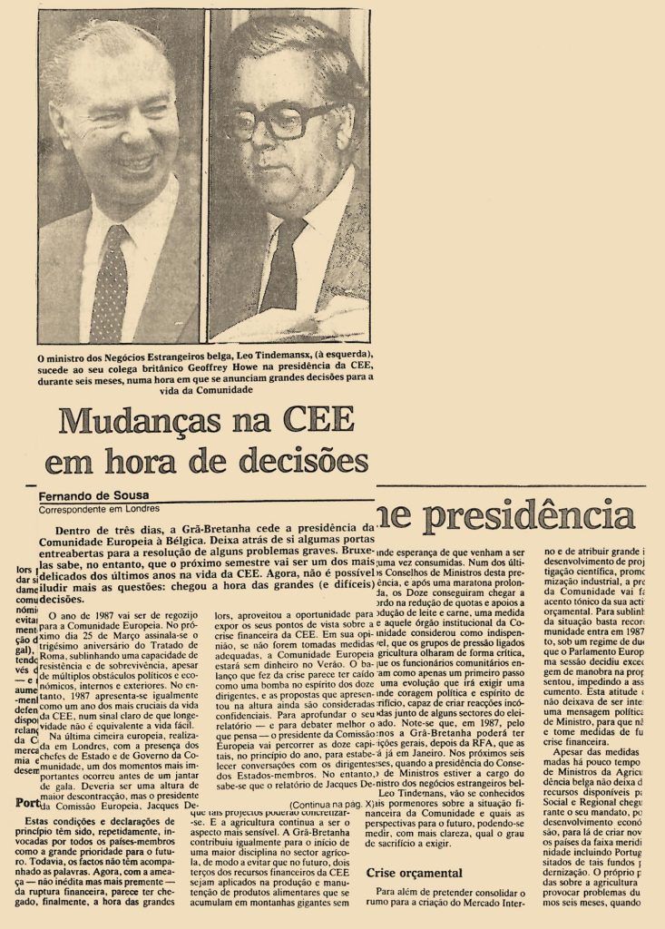 Mudanças na CEE em hora de decisões 