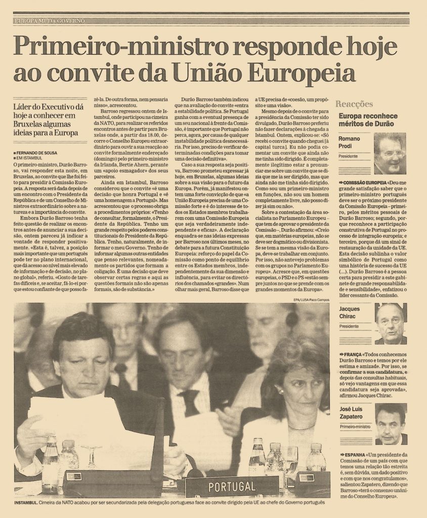 Primeiro-ministro responde hoje ao convite da União Europeia