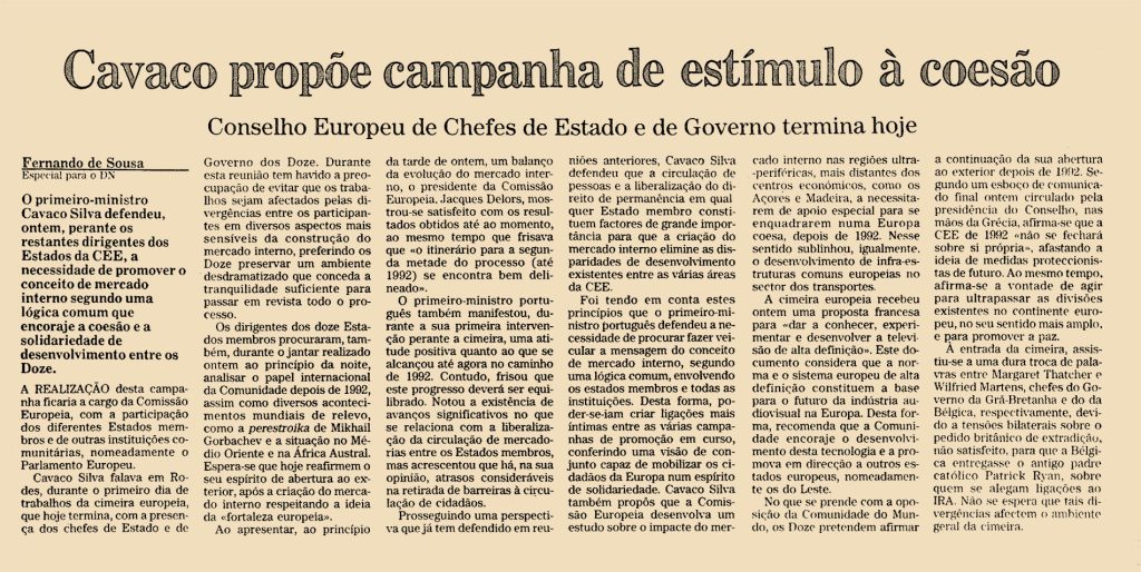 Cavaco propõe campanha de estímulo à coesão