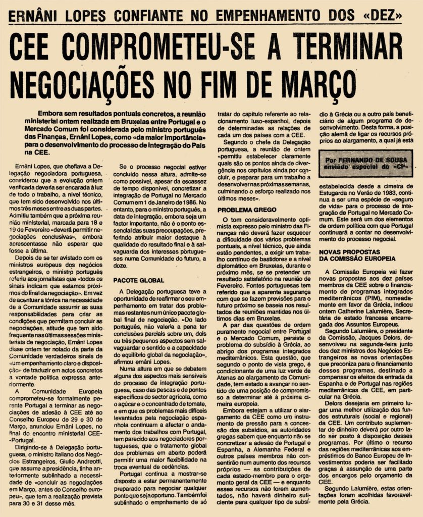 CEE comprometeu-se a terminar negociações no fim de Março 