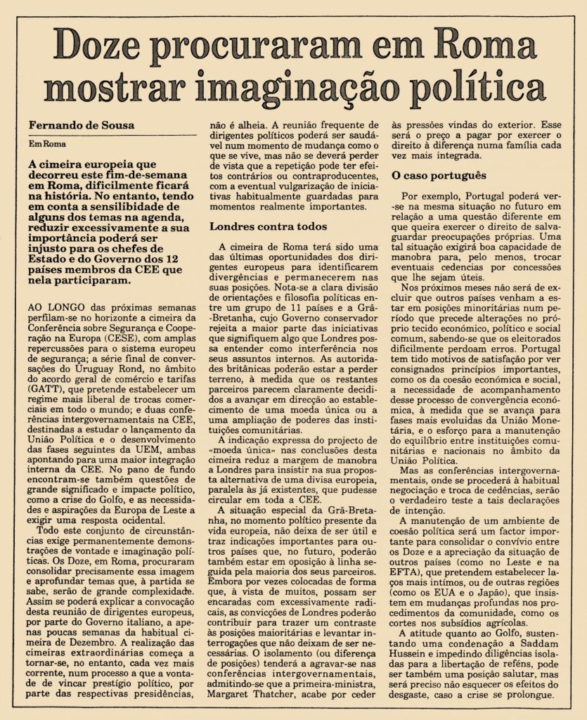 Doze procuram em Roma mostrar imaginação política 