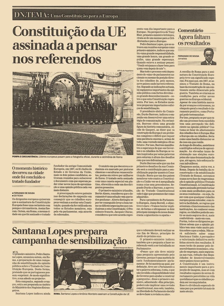 Constituição da EU assinada a pensar nos referendos