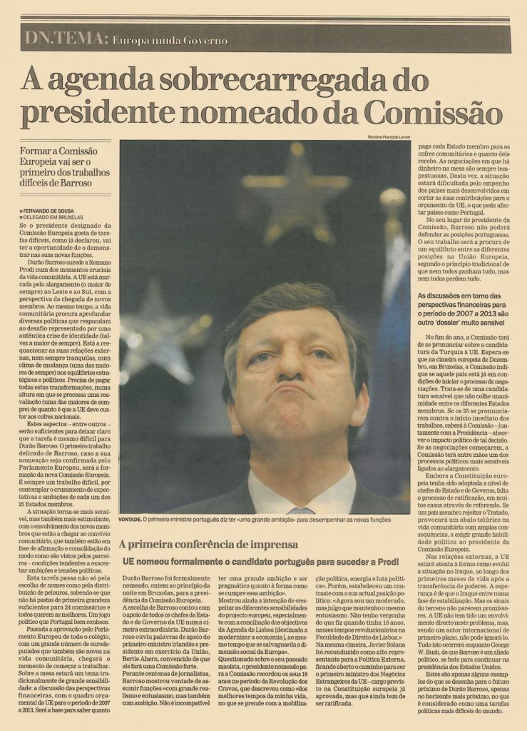 A agenda sobrecarregada do presidente nomeado da Comissão 