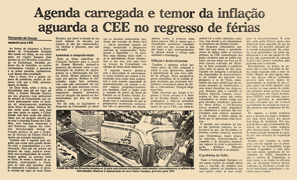 Agenda carregada e temor da inflação aguarda a CEE no regresso de férias