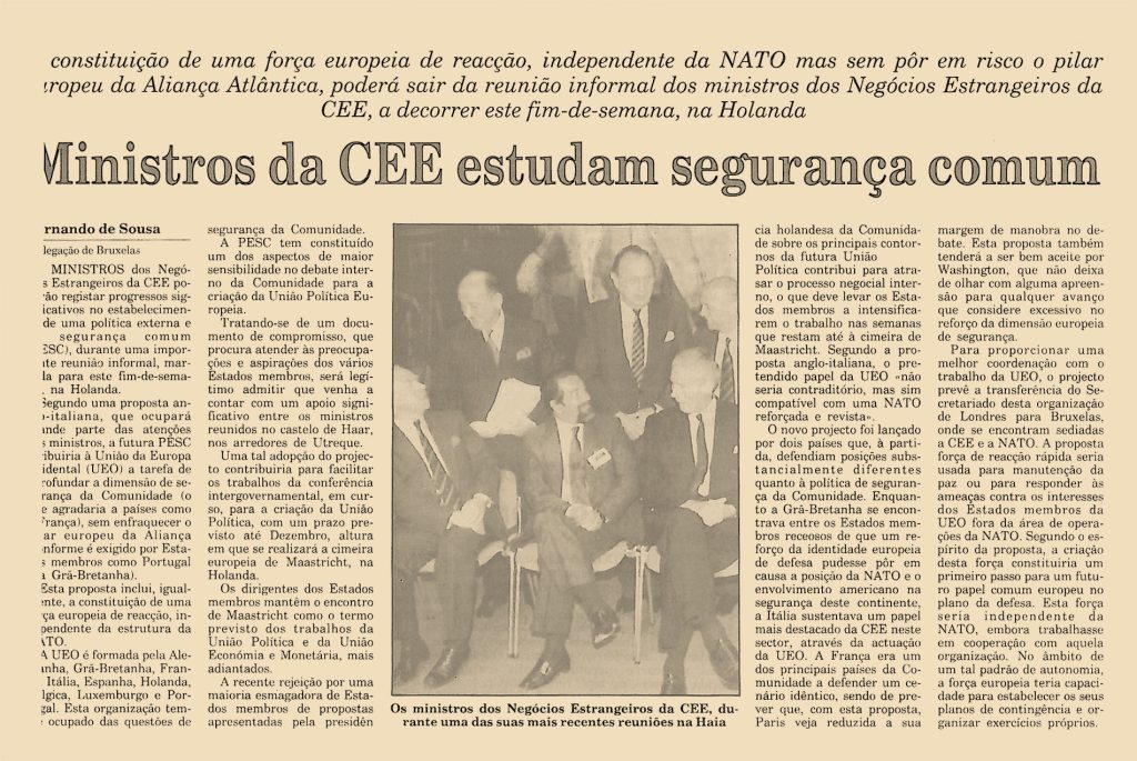 Ministros da CEE estudam segurança comum 