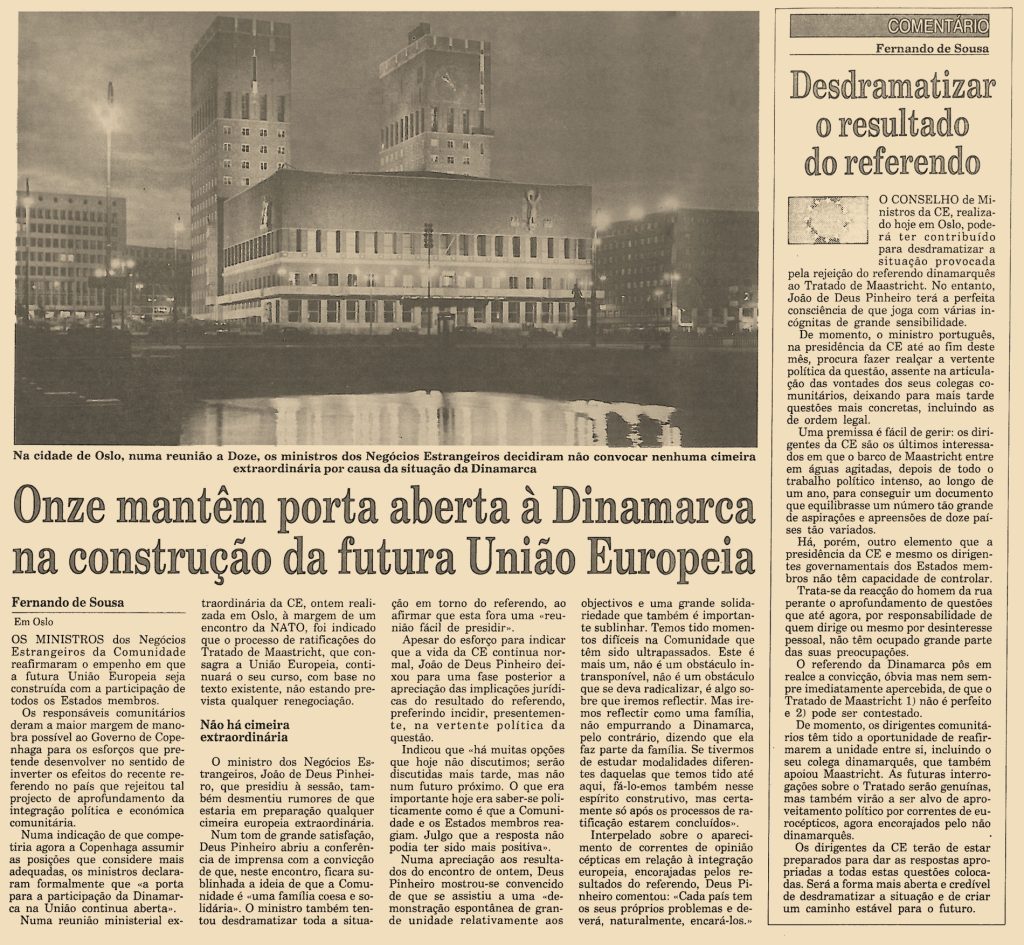 Onze mantêm porta aberta à Dinamarca na construção da futura União Europeia 