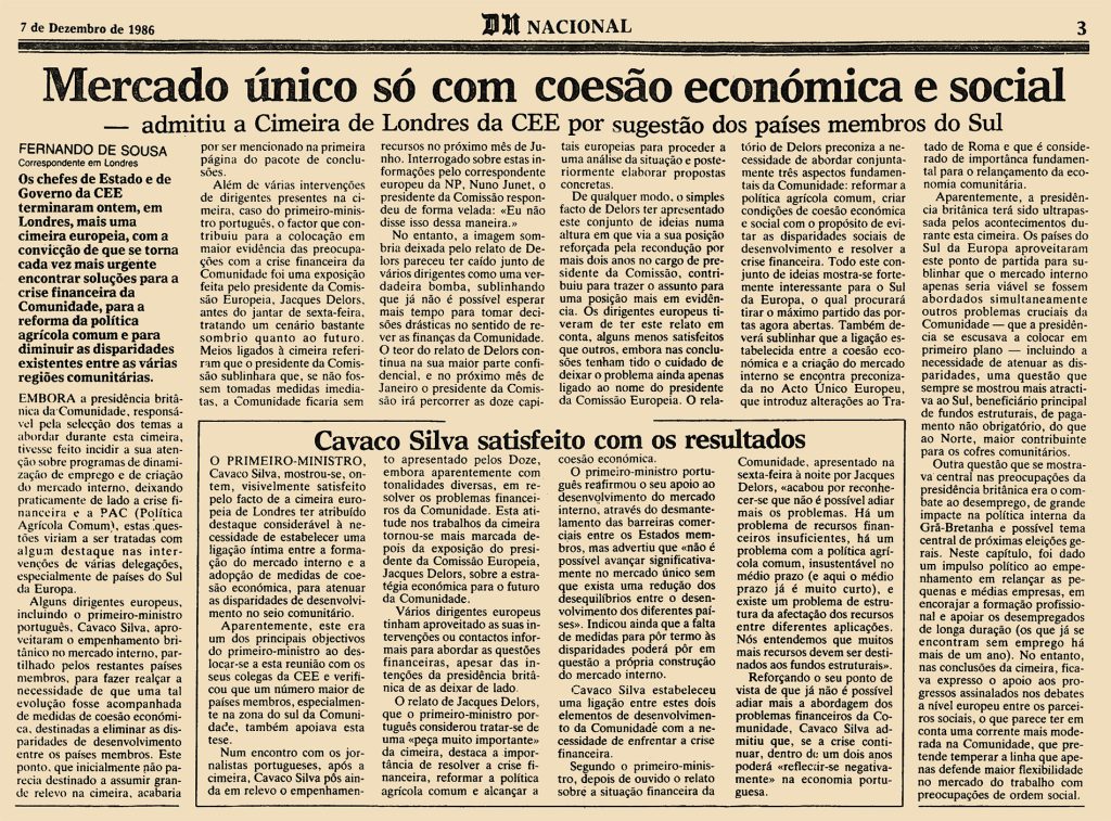 Mercado único só com coesão económica e social