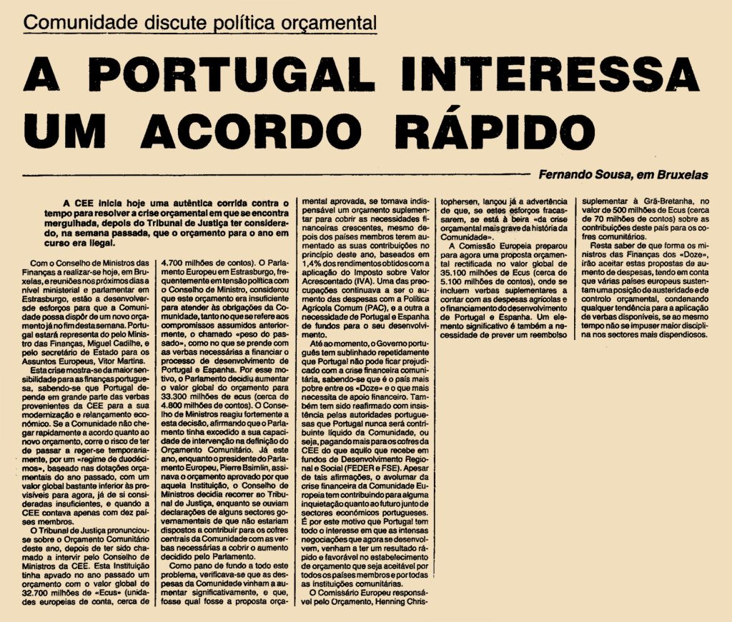 A Portugal interessa um acordo rápido 