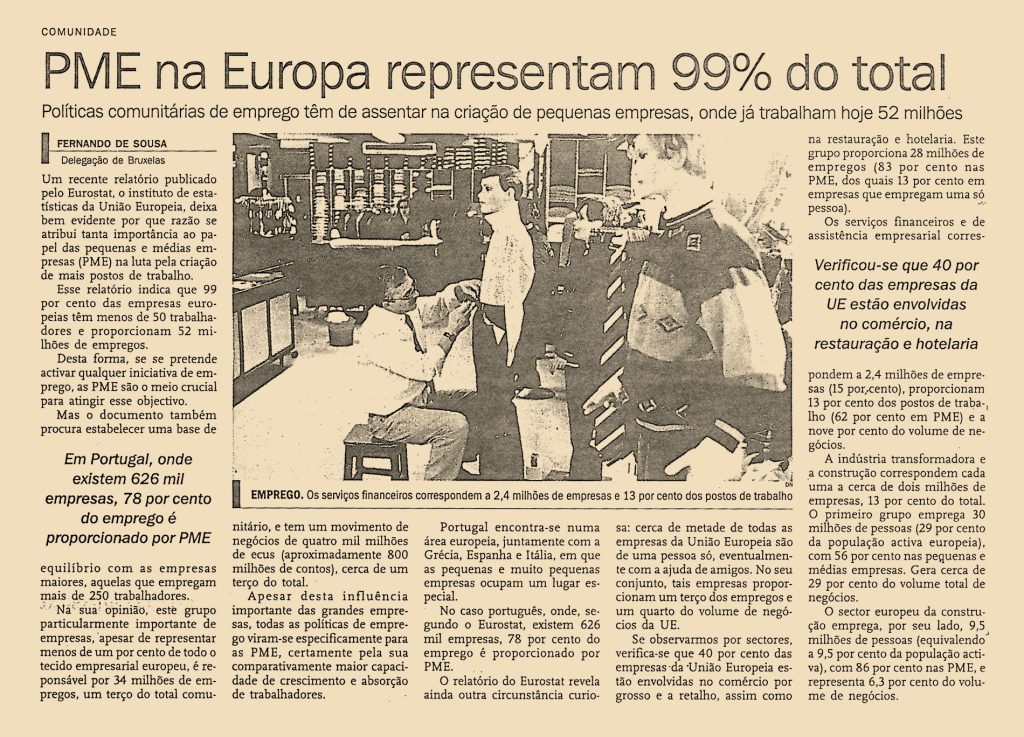 PME na Europa representam 99% do total 