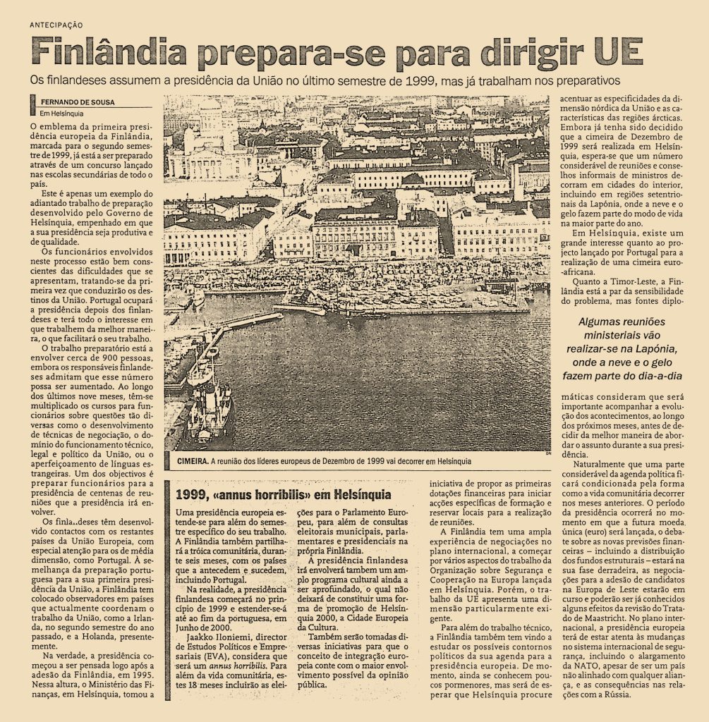 Finlândia prepara-se para dirigir EU