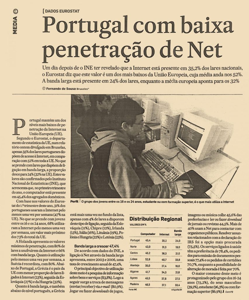 Portugal com baixa penetração de Net