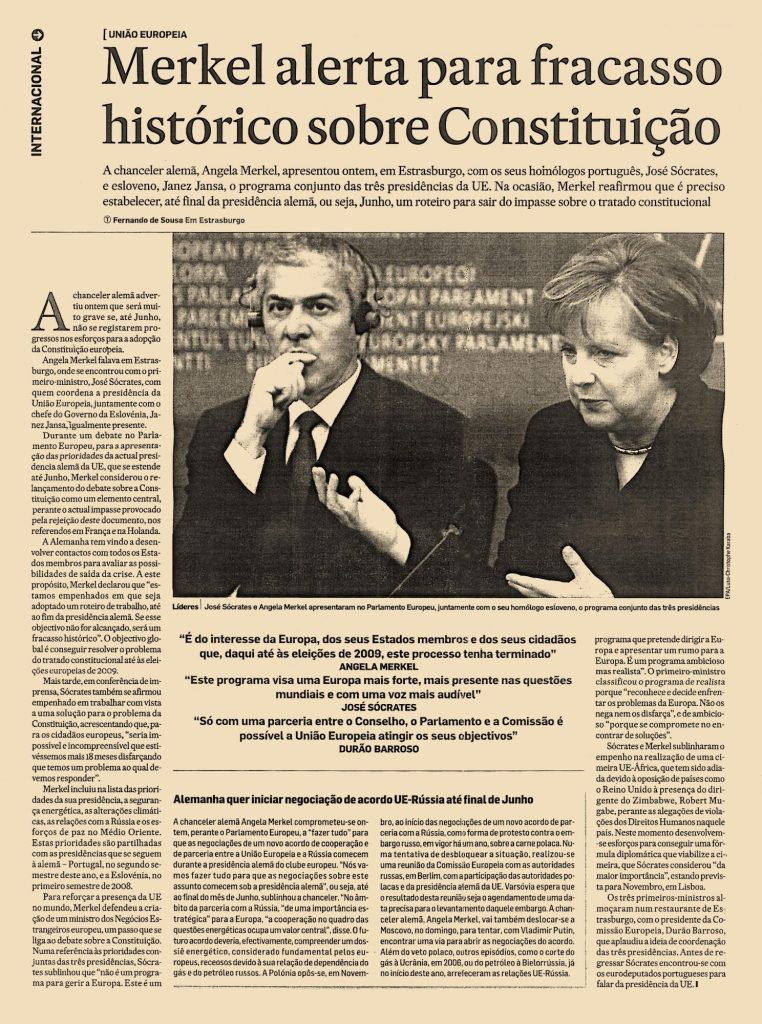 Merkel alerta para fracasso histórico sobre Constituição