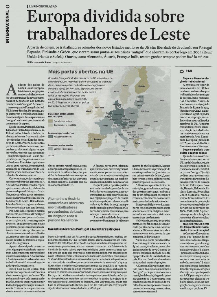 Europa dividida sobre trabalhadores de Leste