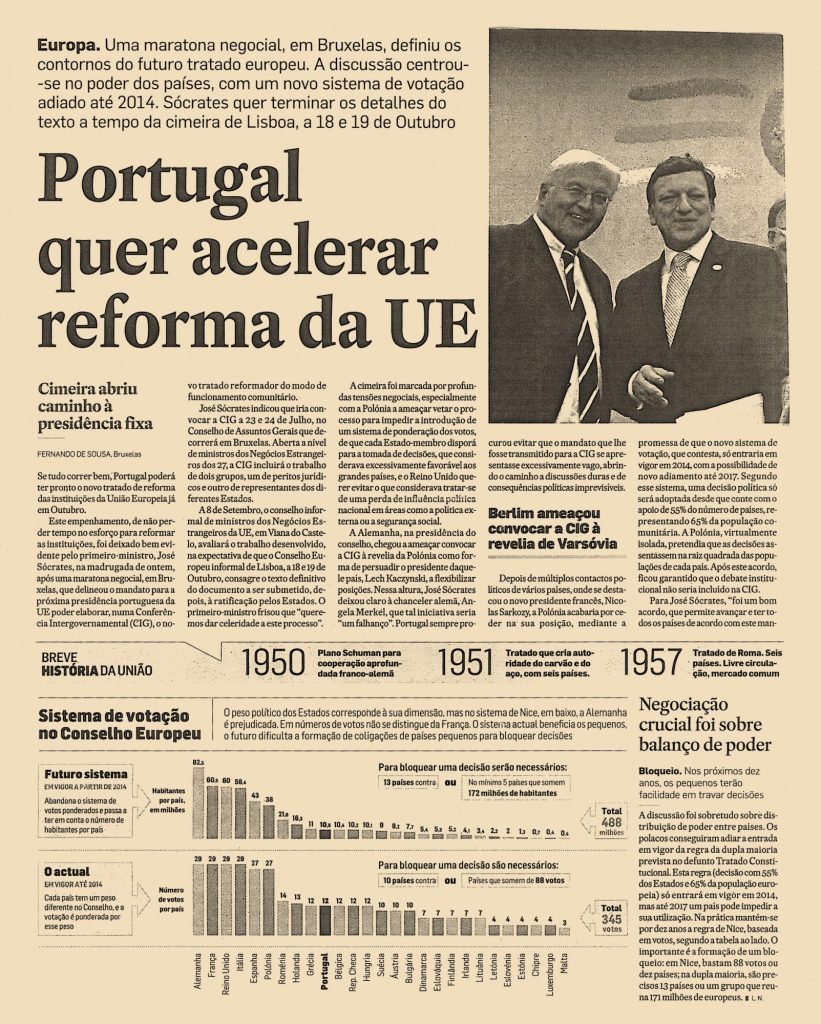 Portugal quer acelerar reforma da UE