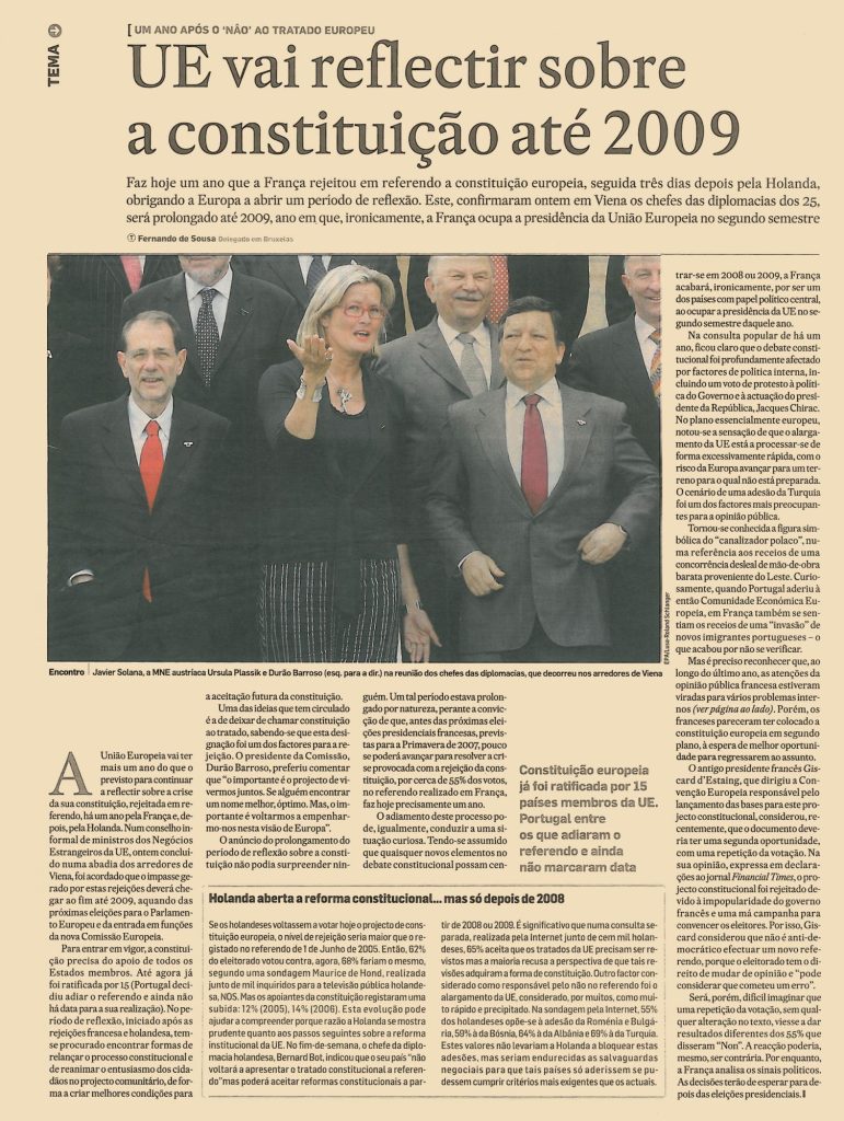 UE vai reflectir sobre a constituição até 2009