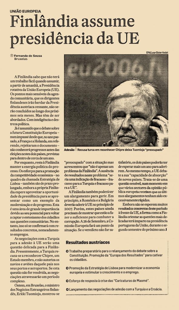 Finlândia assume presidência da EU
