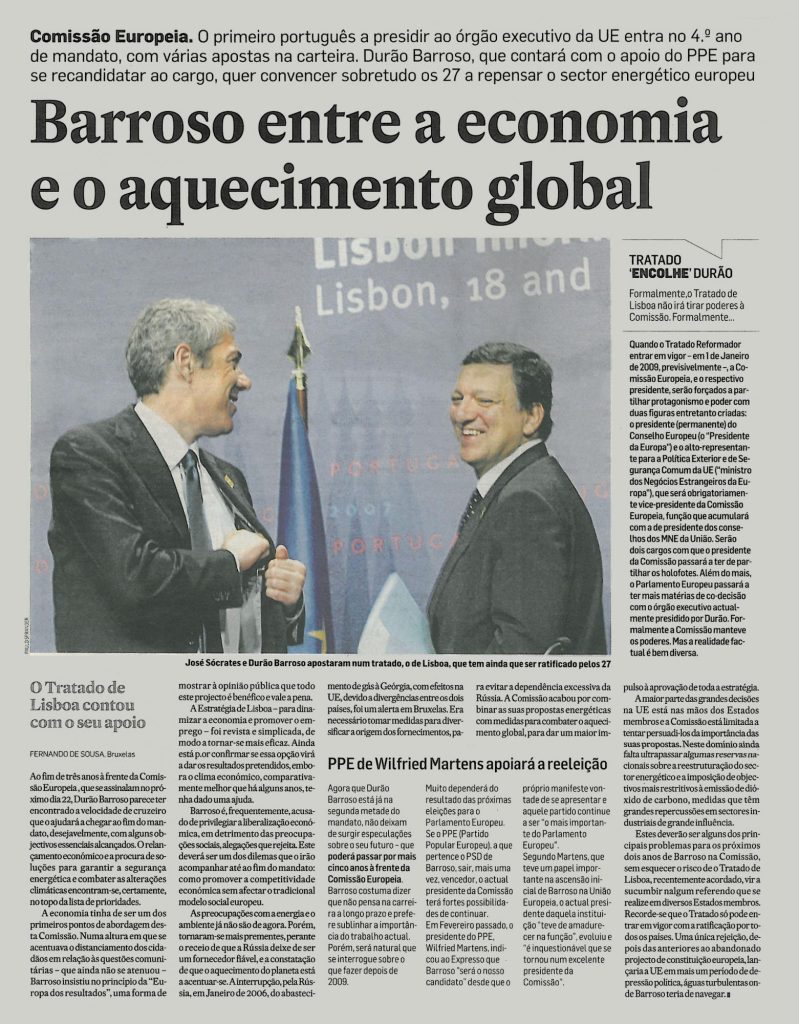 Barroso entre a economia e o aquecimento global