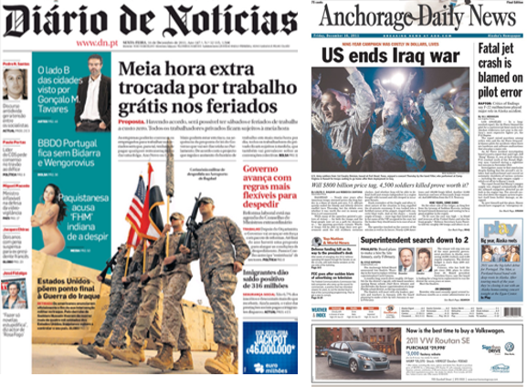 O exército americano declarou formalmente o fim da missão no Iraque numa cerimónia em Bagdad a 15 de dezembro.