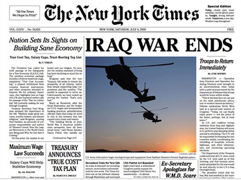 No mesmo mês, foi lançada, em Nova Iorque e outras cidades americanas, um jornal falso do The New York Times, com uma capa sonante a informar que a guerra tinha acabado.