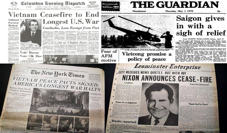 Depois de muitos avanços e recuos, o acordo de paz foi finalmente assinado em Paris a 23 de janeiro de 1973. Contudo, a guerra entre os dois Vietnames continuaria.