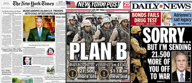 E rapidamente o novo plano de Bush enchia as manchetes dos jornais norte-americanos.
